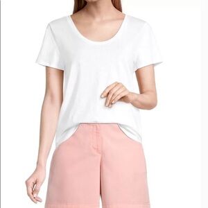 LOFT White Everyday Scoop Neck Short Sleeve Tee